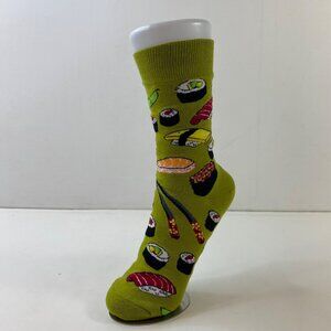 Sushi Themed Unisex Novelty Socks Fun Green Crew Fit Rolls Nigiri